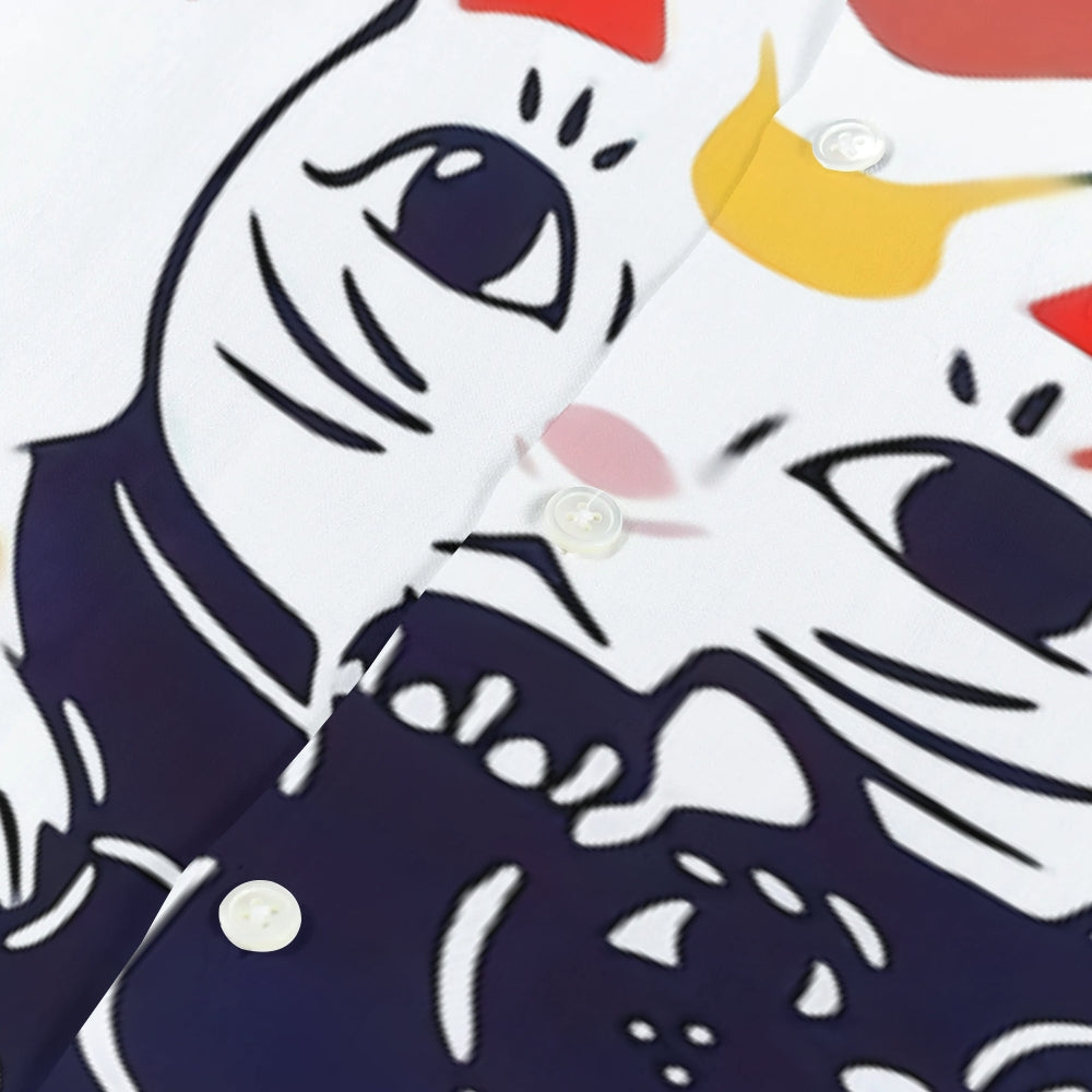 Lucky Cat Japanese Style Camp Shirt