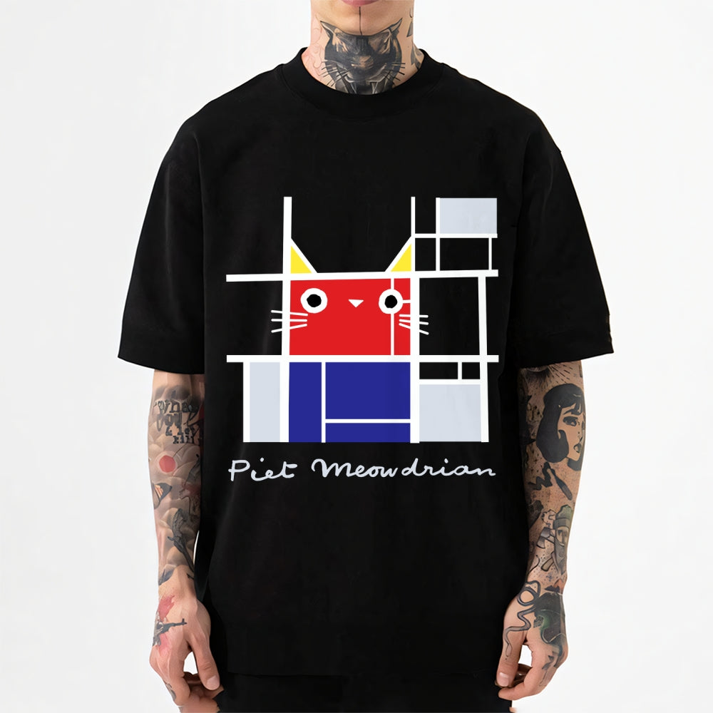 Mondrian Style Cat Japanese Style Classic Tee