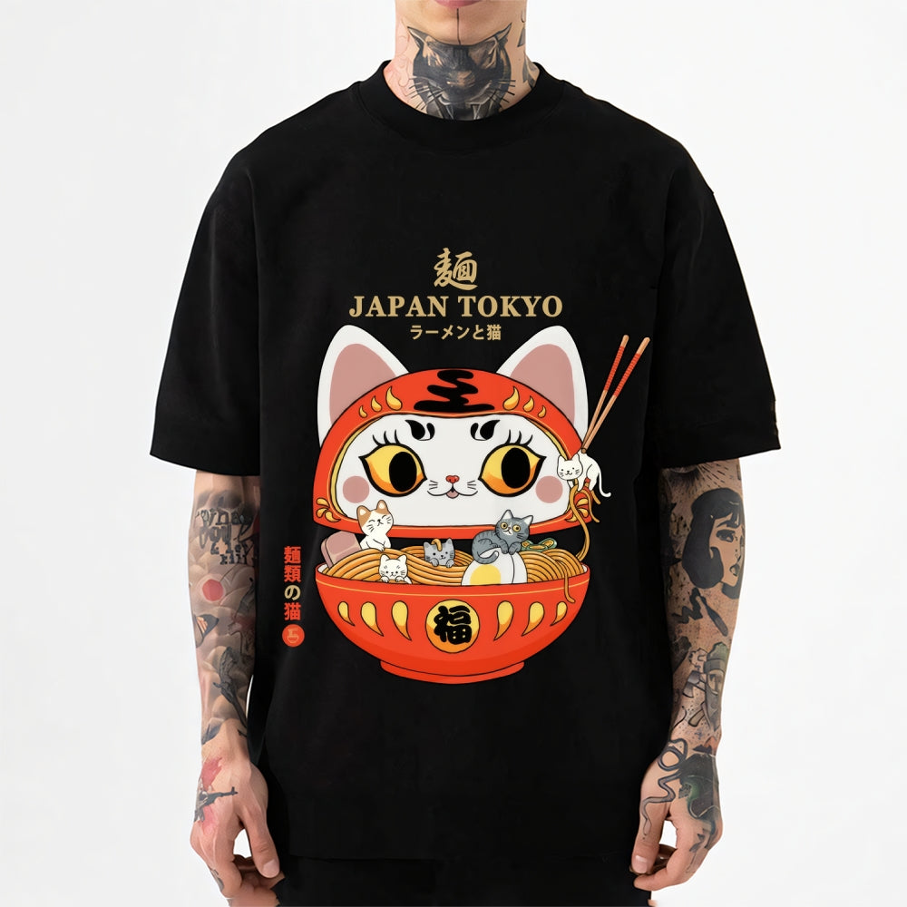Daruma Ramen and Cat Japanese Style Classic Tee