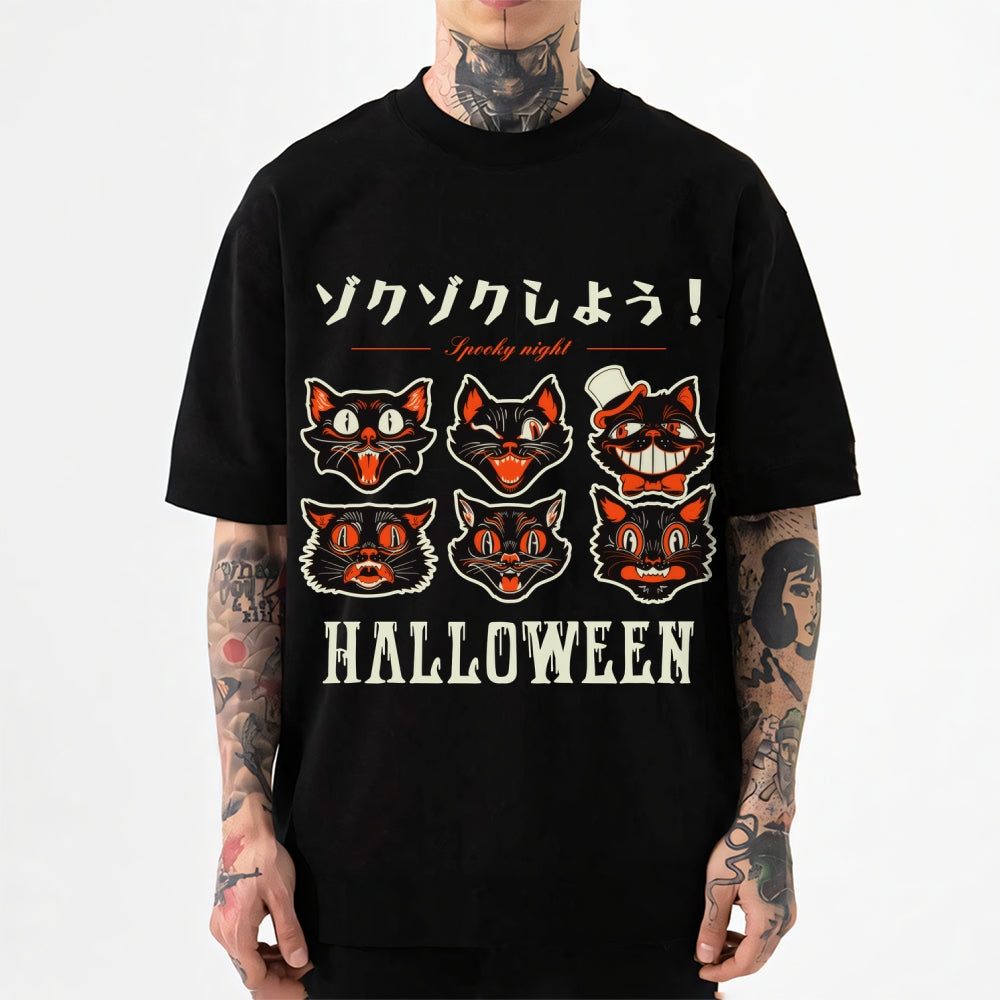 Halloween Black Cat Japanese Style Classic Tee