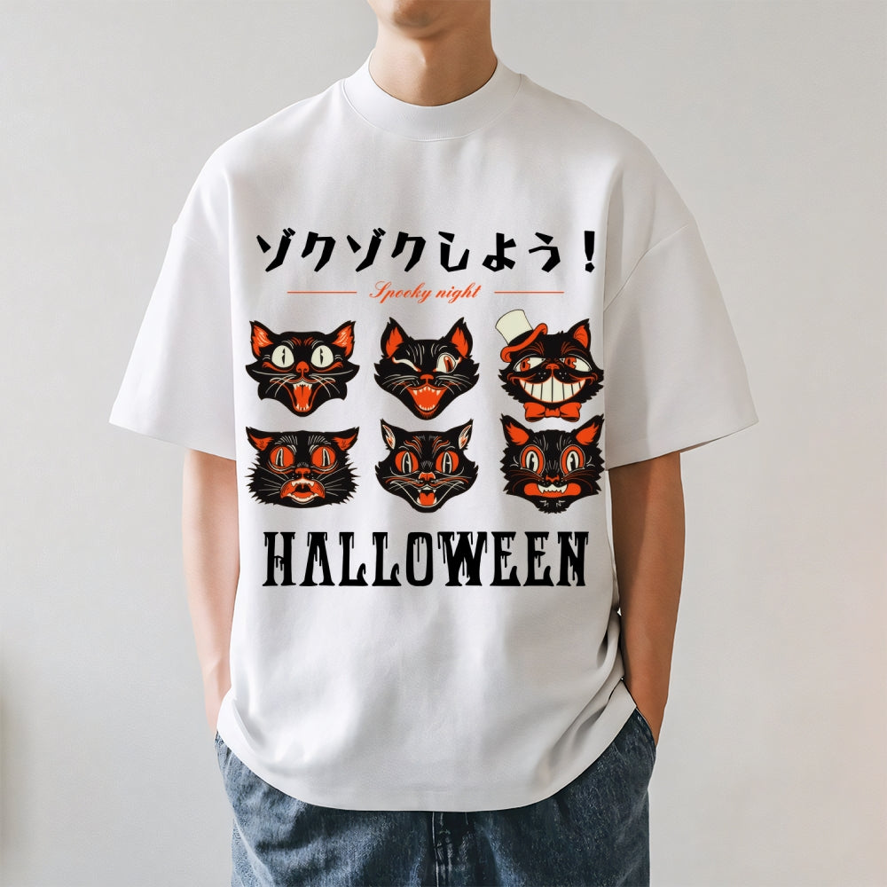 Halloween Black Cat Japanese Style Classic Tee