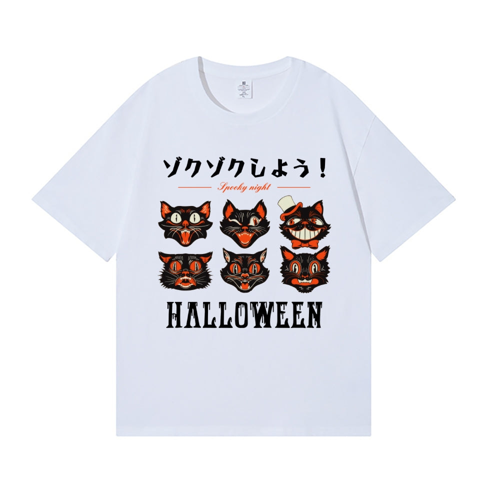 Halloween Black Cat Japanese Style Classic Tee
