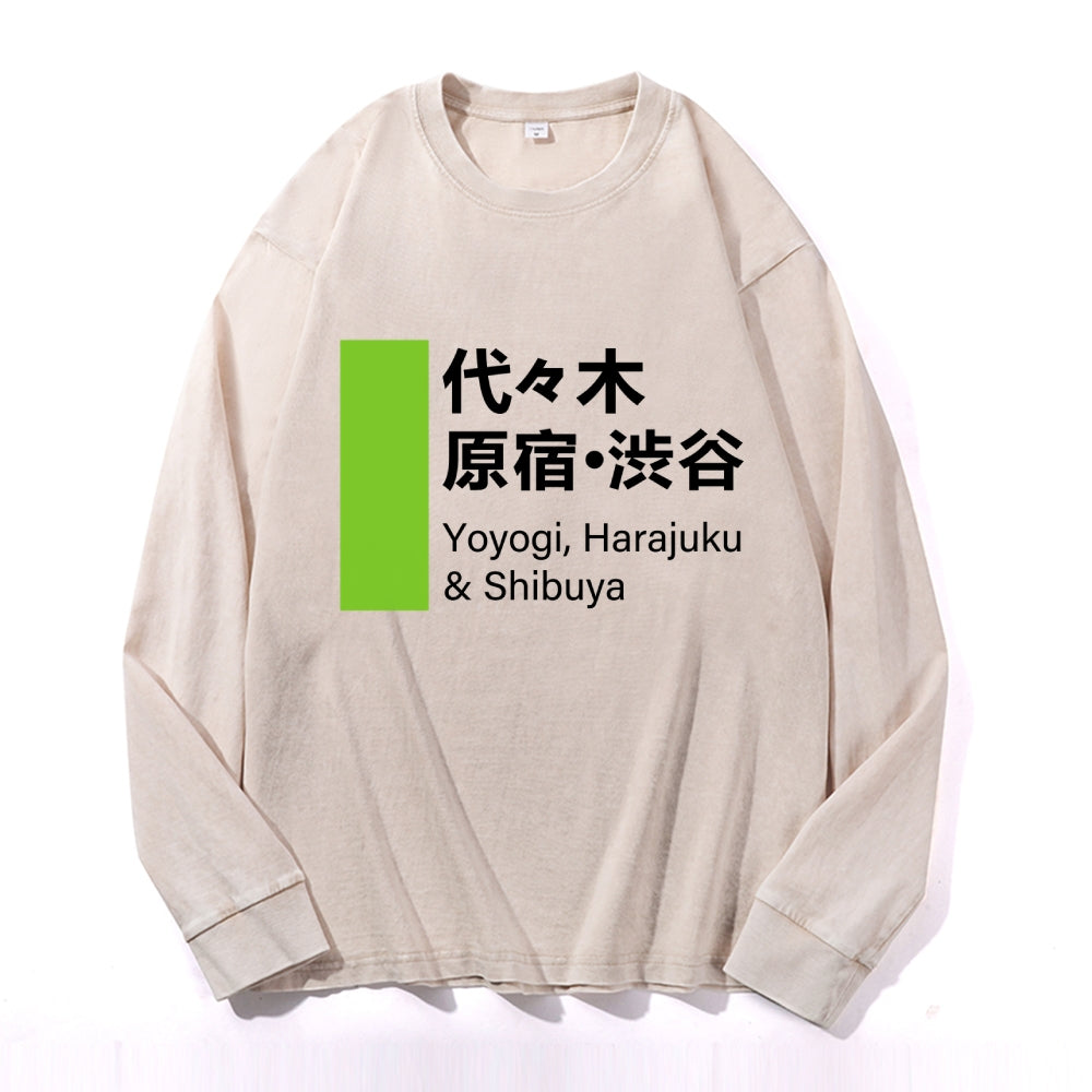 Shinjuku Vintage Cotton Wash Crewneck Long-Sleeve T-Shirt