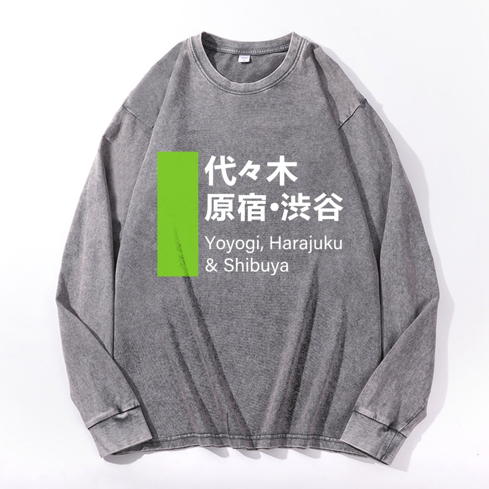 Shinjuku Vintage Cotton Wash Crewneck Long-Sleeve T-Shirt