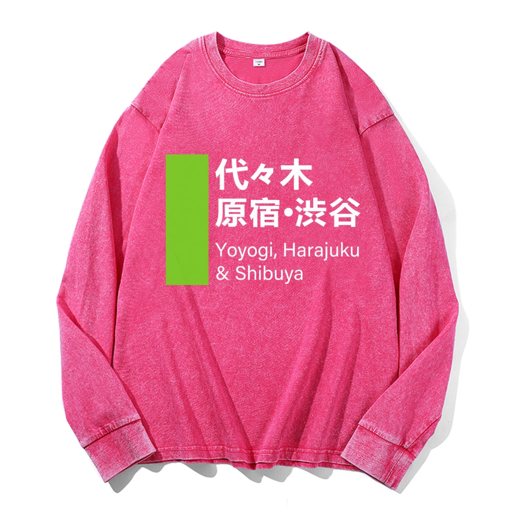 Shinjuku Vintage Cotton Wash Crewneck Long-Sleeve T-Shirt