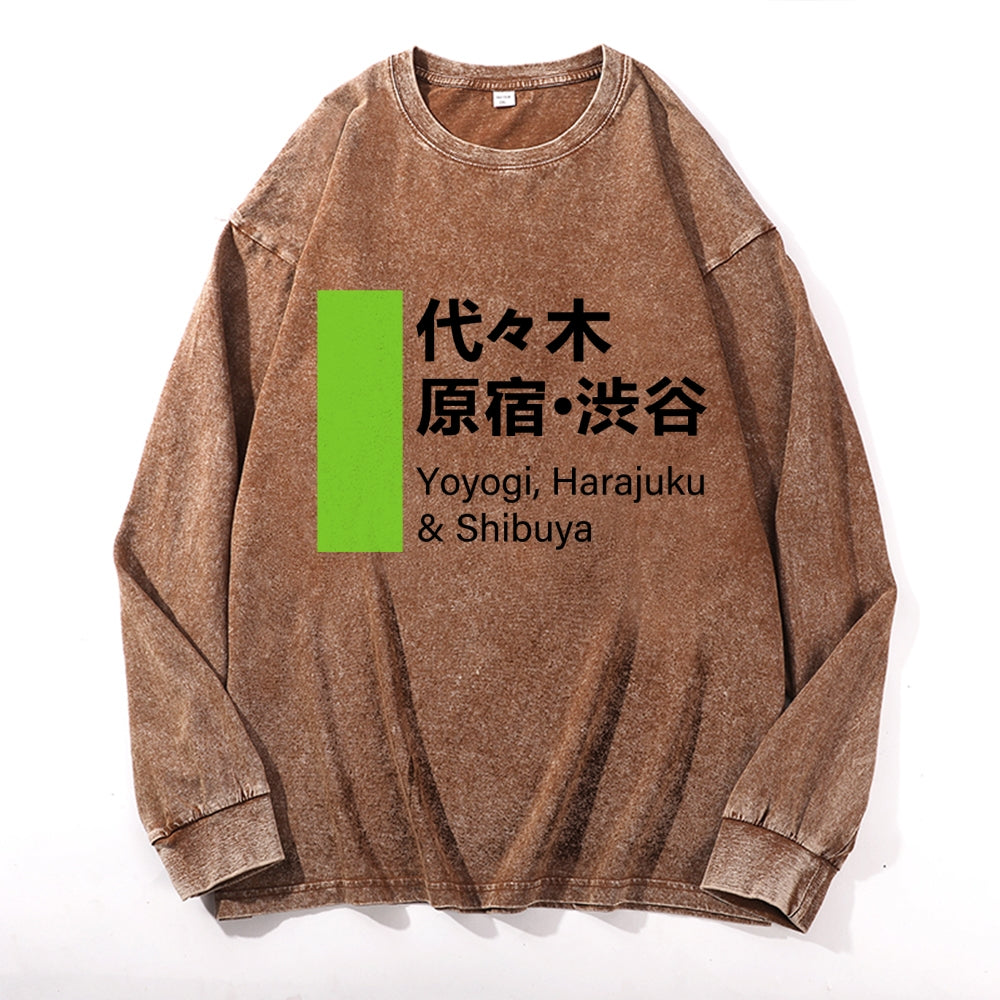 Shinjuku Vintage Cotton Wash Crewneck Long-Sleeve T-Shirt