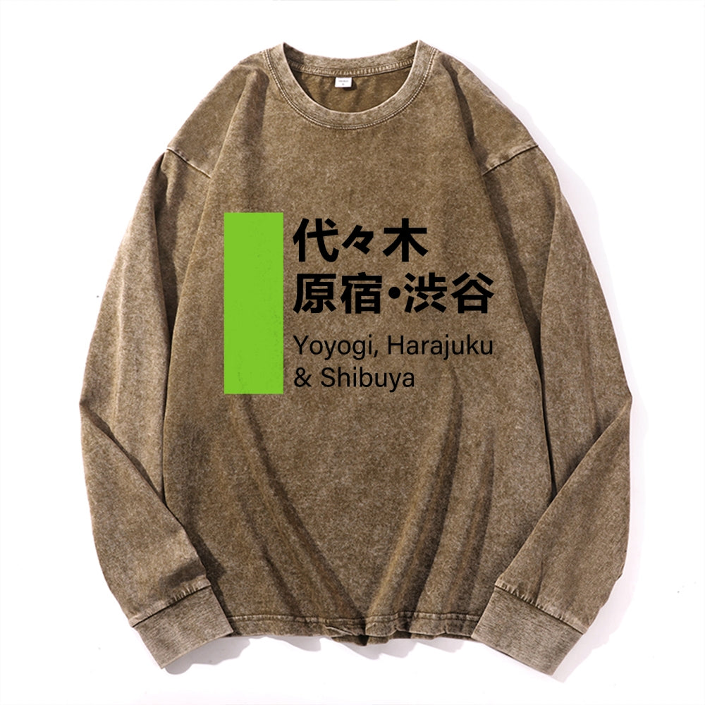 Shinjuku Vintage Cotton Wash Crewneck Long-Sleeve T-Shirt