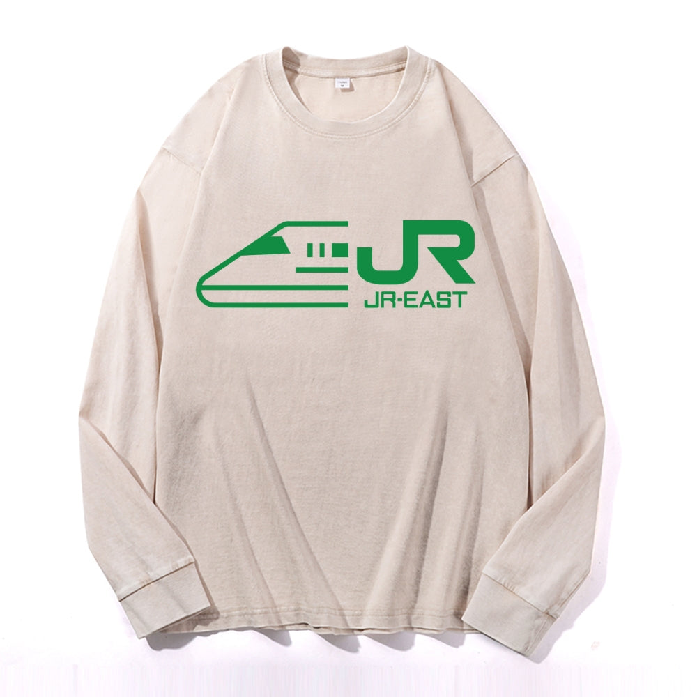 JR East Vintage Cotton Wash Crewneck Long-Sleeve T-Shirt