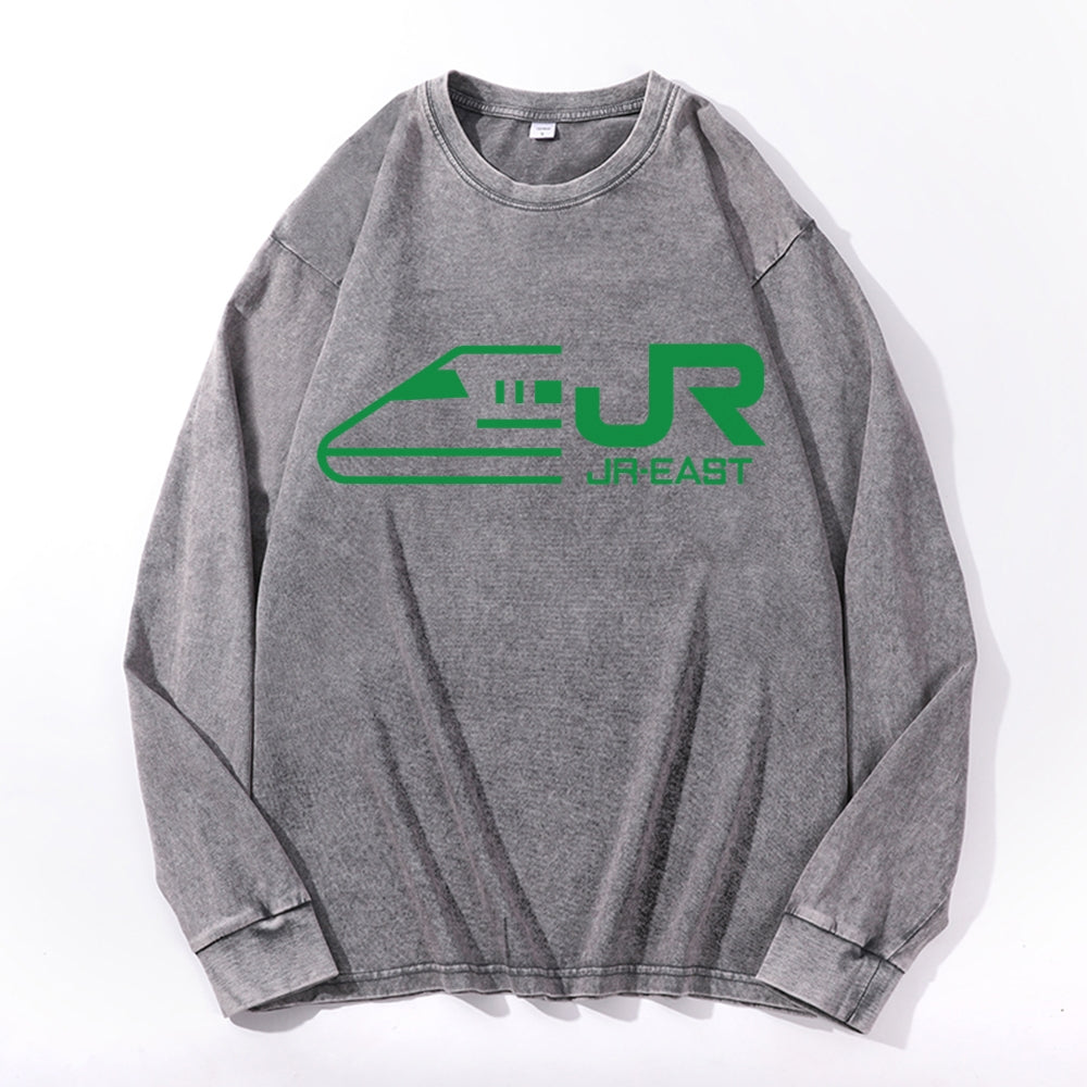 JR East Vintage Cotton Wash Crewneck Long-Sleeve T-Shirt