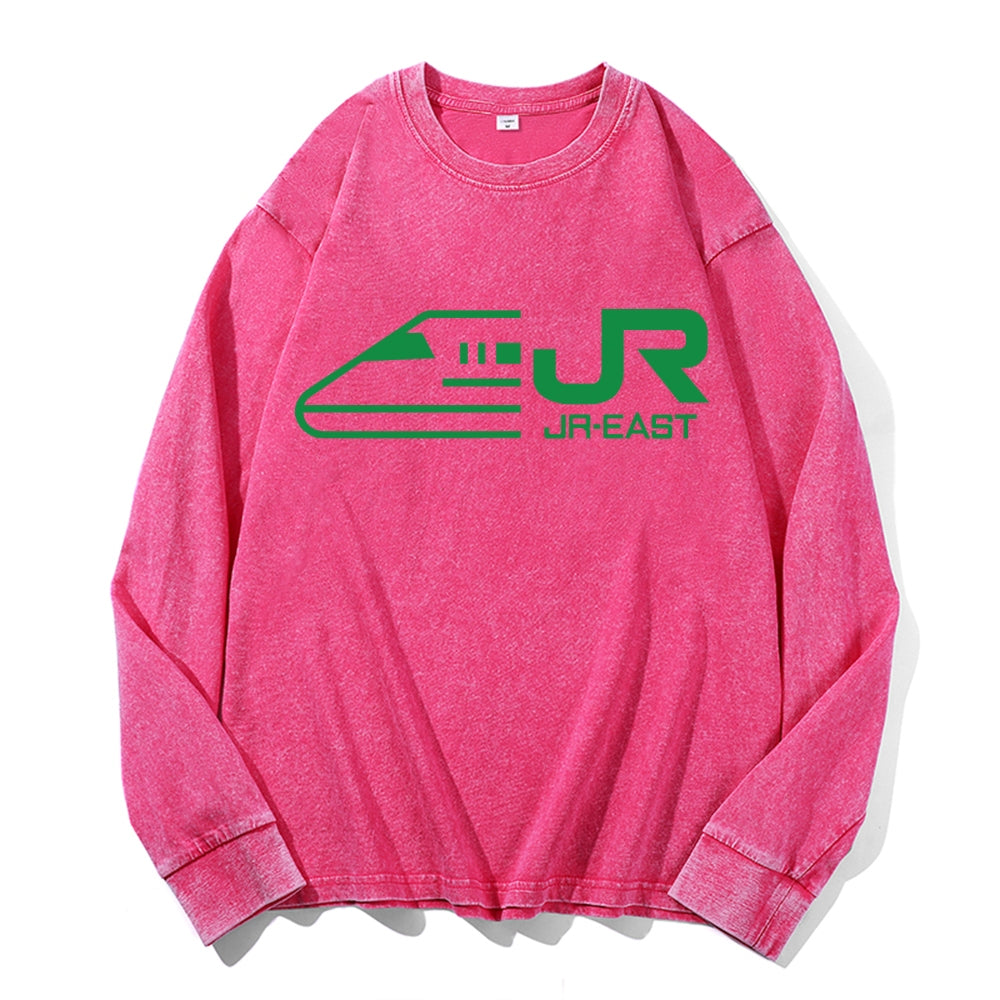 JR East Vintage Cotton Wash Crewneck Long-Sleeve T-Shirt