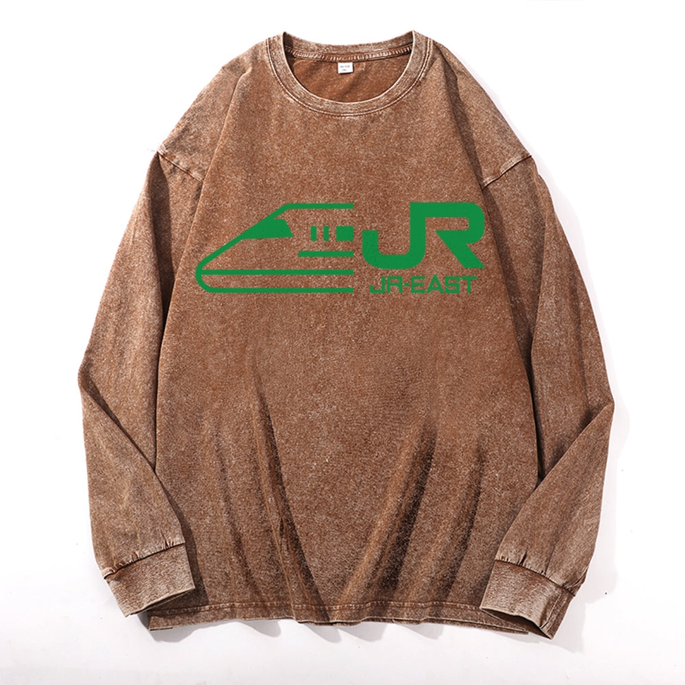 JR East Vintage Cotton Wash Crewneck Long-Sleeve T-Shirt
