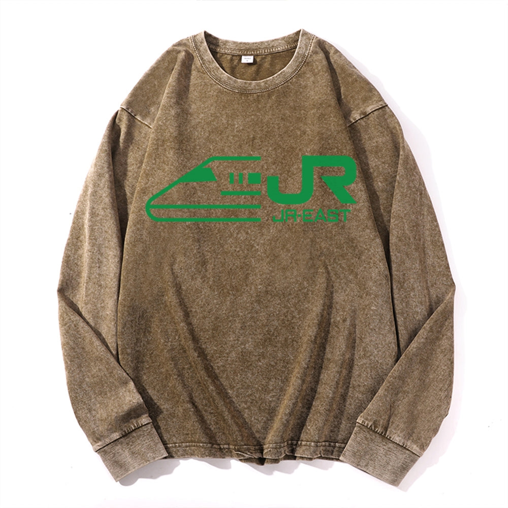 JR East Vintage Cotton Wash Crewneck Long-Sleeve T-Shirt