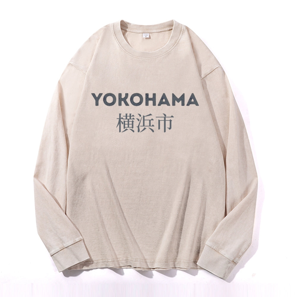 Yokohama Vintage Cotton Wash Crewneck Long-Sleeve T-Shirt