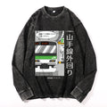 Yamanote Line Vintage Cotton Wash Crewneck Long-Sleeve T-Shirt