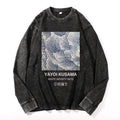 Yayoi Kusama Dots Vintage Cotton Wash Crewneck Long-Sleeve T-Shirt