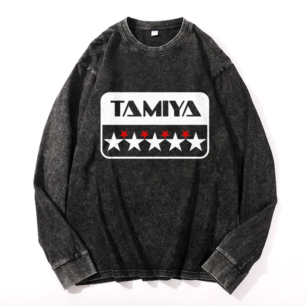 TAMIYA Vintage Cotton Wash Crewneck Long-Sleeve T-Shirt
