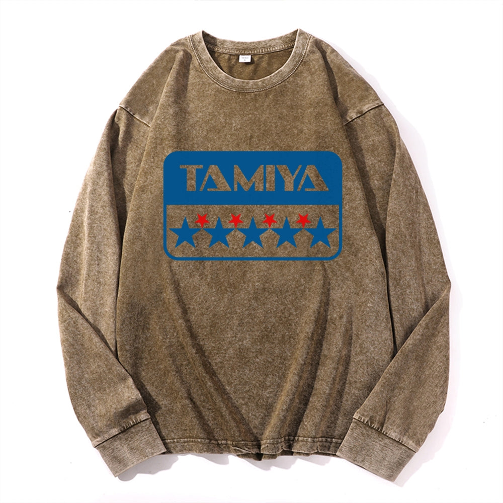 TAMIYA Vintage Cotton Wash Crewneck Long-Sleeve T-Shirt