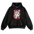 Evil Cat Vintage Washed Thick Cotton Hoodie
