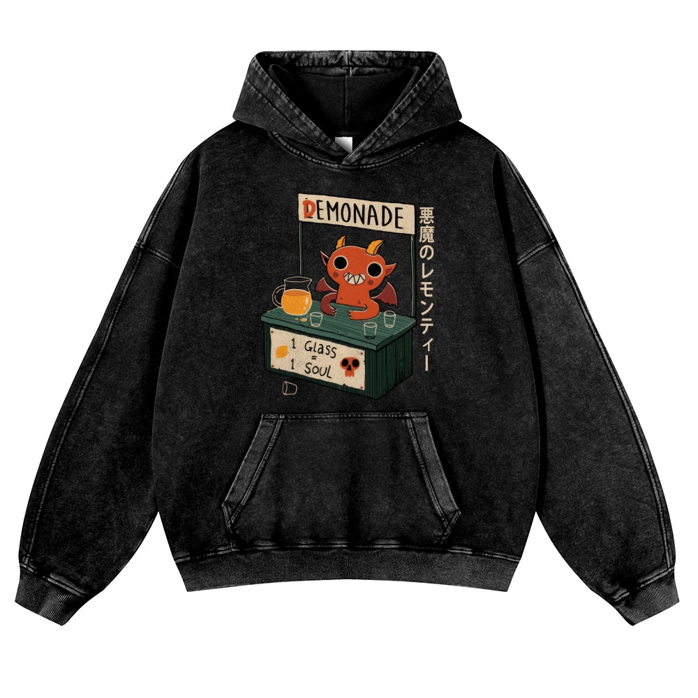 Halloween Demonade Vintage Washed Thick Cotton Hoodie
