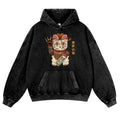 Evil Cat Vintage Washed Thick Cotton Hoodie