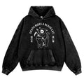 Death Rides A Black Cat Vintage Washed Thick Cotton Hoodie