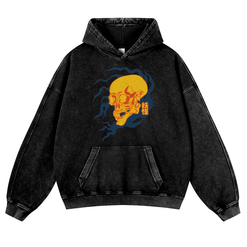 Yokai Vintage Washed Thick Cotton Hoodie