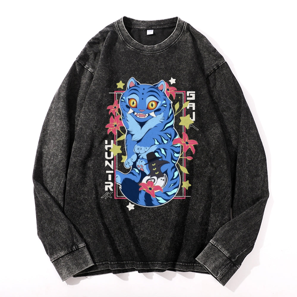KPop Demon Hunters Vintage Cotton Wash Crewneck Long-Sleeve T-Shirt