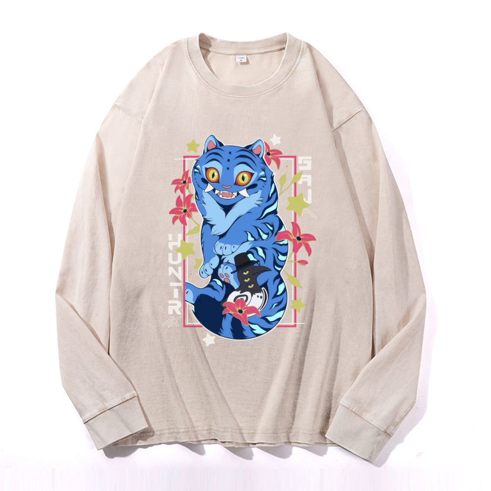 KPop Demon Hunters Vintage Cotton Wash Crewneck Long-Sleeve T-Shirt