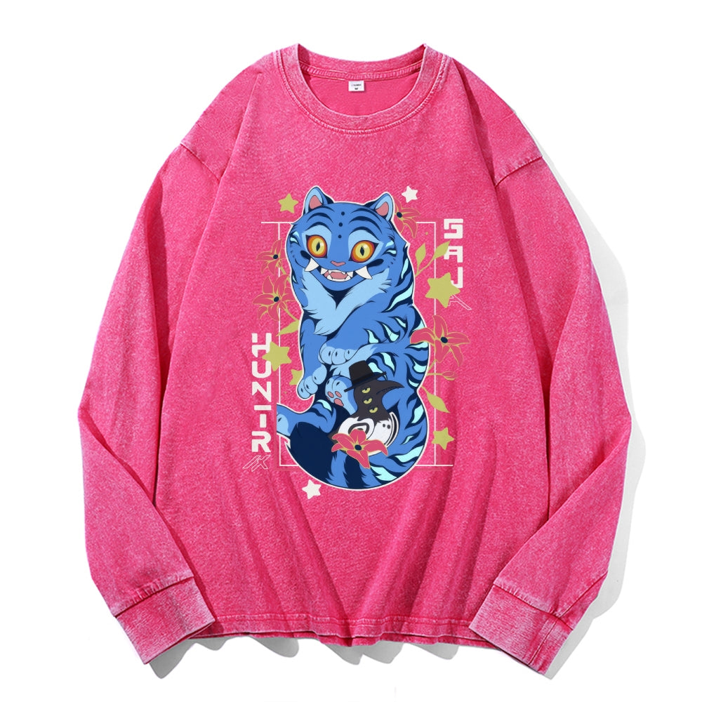 KPop Demon Hunters Vintage Cotton Wash Crewneck Long-Sleeve T-Shirt