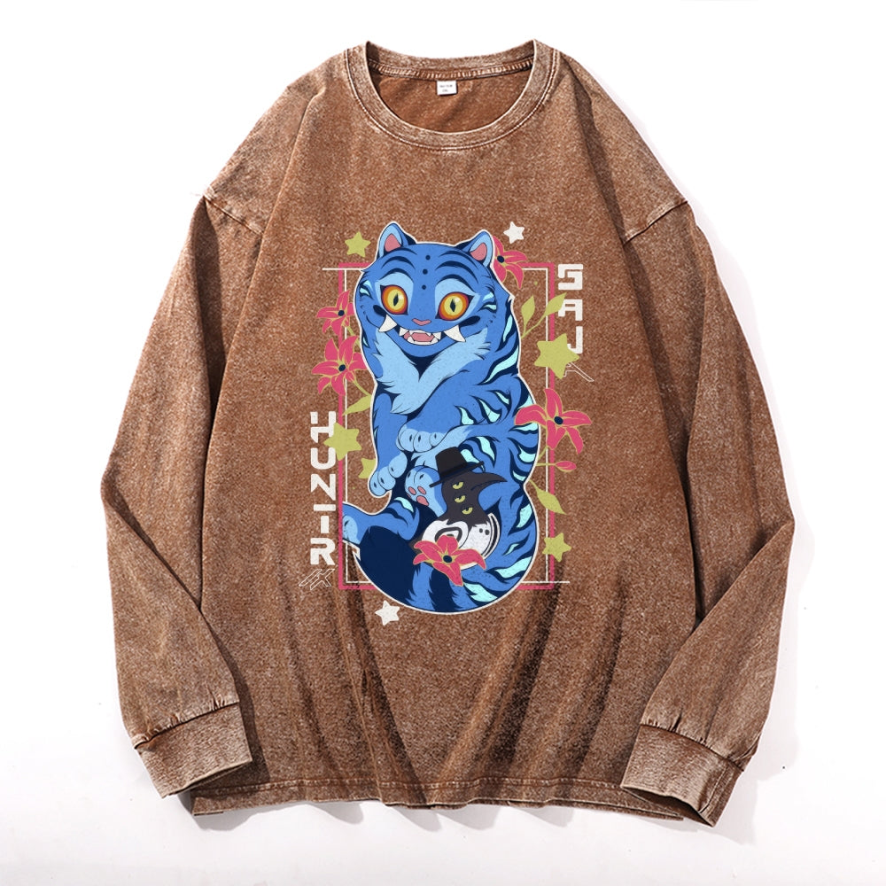 KPop Demon Hunters Vintage Cotton Wash Crewneck Long-Sleeve T-Shirt