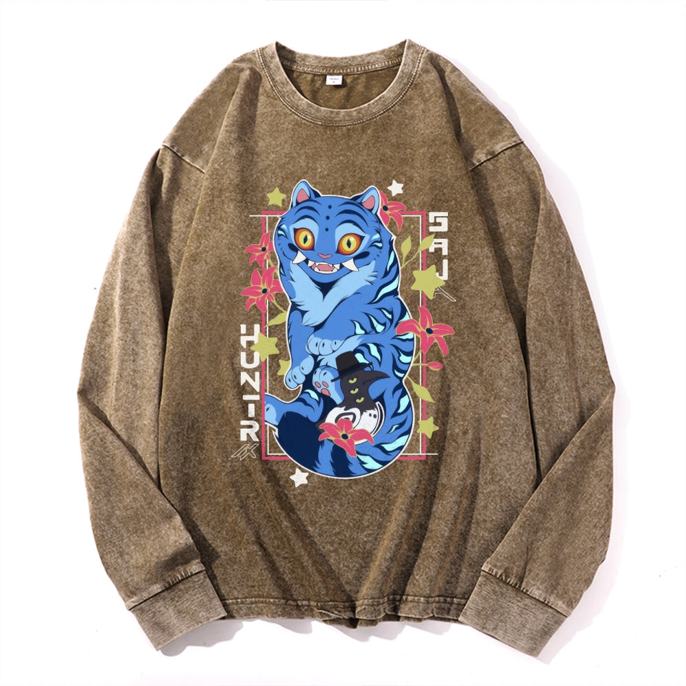 KPop Demon Hunters Vintage Cotton Wash Crewneck Long-Sleeve T-Shirt