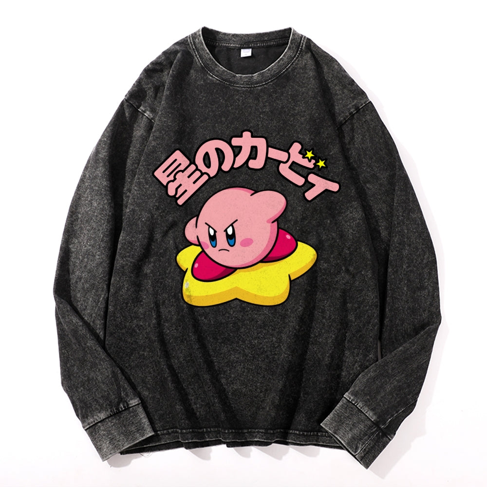Kirby Vintage Cotton Wash Crewneck Long-Sleeve T-Shirt