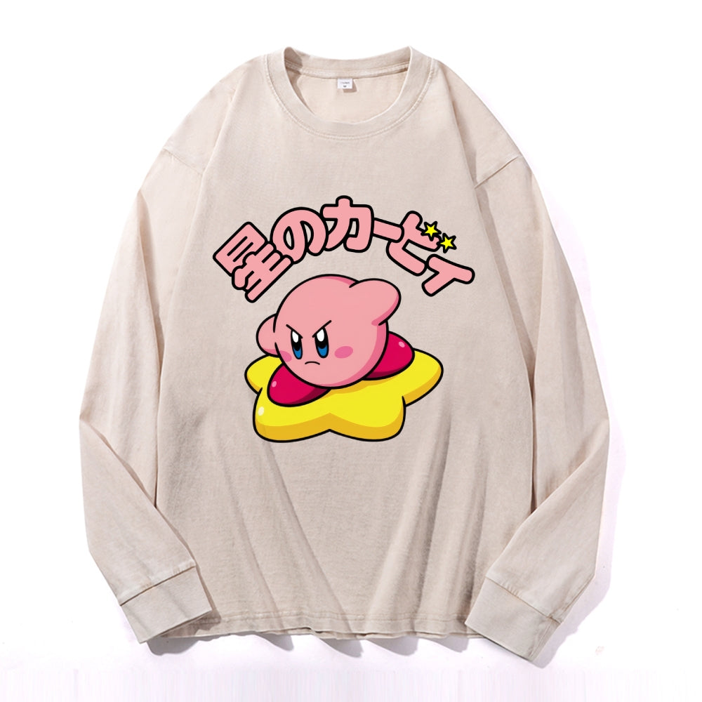 Kirby Vintage Cotton Wash Crewneck Long-Sleeve T-Shirt