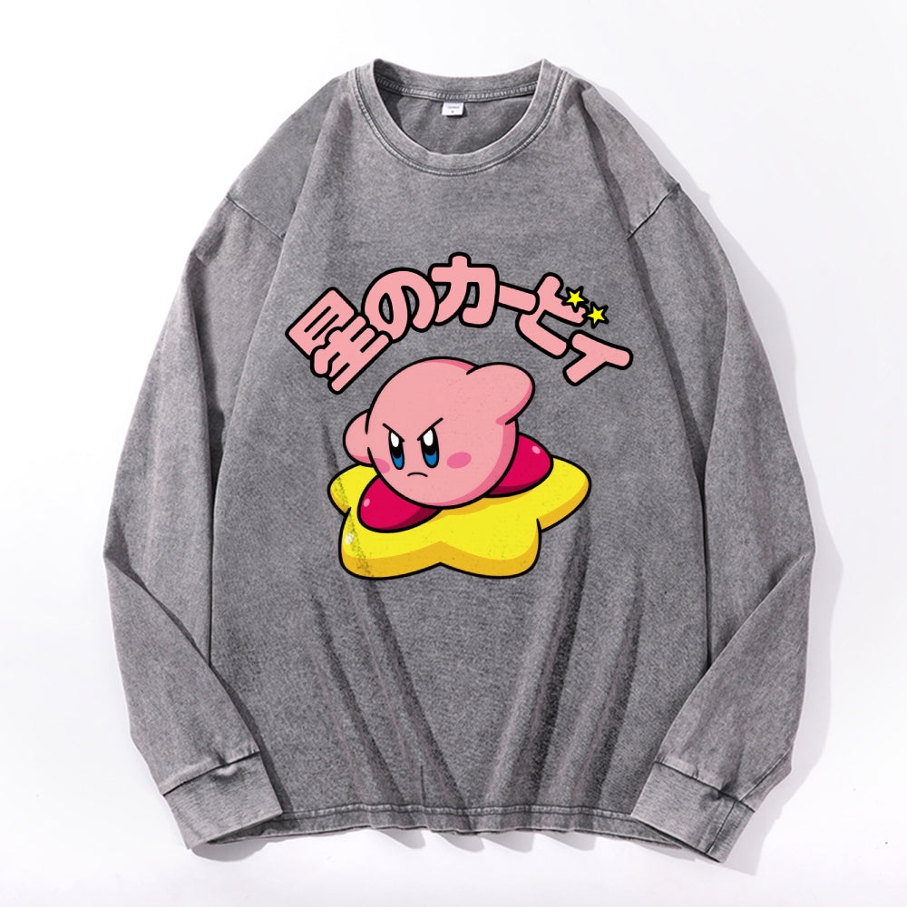 Kirby Vintage Cotton Wash Crewneck Long-Sleeve T-Shirt