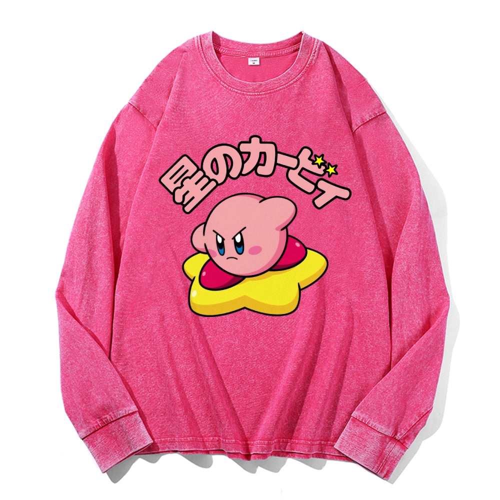 Kirby Vintage Cotton Wash Crewneck Long-Sleeve T-Shirt