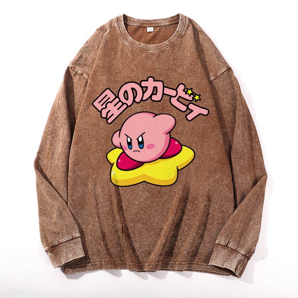 Kirby Vintage Cotton Wash Crewneck Long-Sleeve T-Shirt