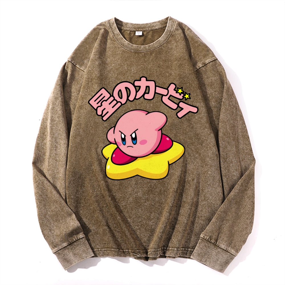 Kirby Vintage Cotton Wash Crewneck Long-Sleeve T-Shirt