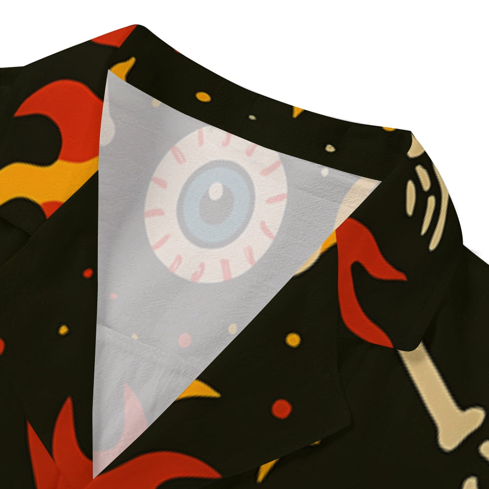 Flame Skull Japanese Style Camp Shirt