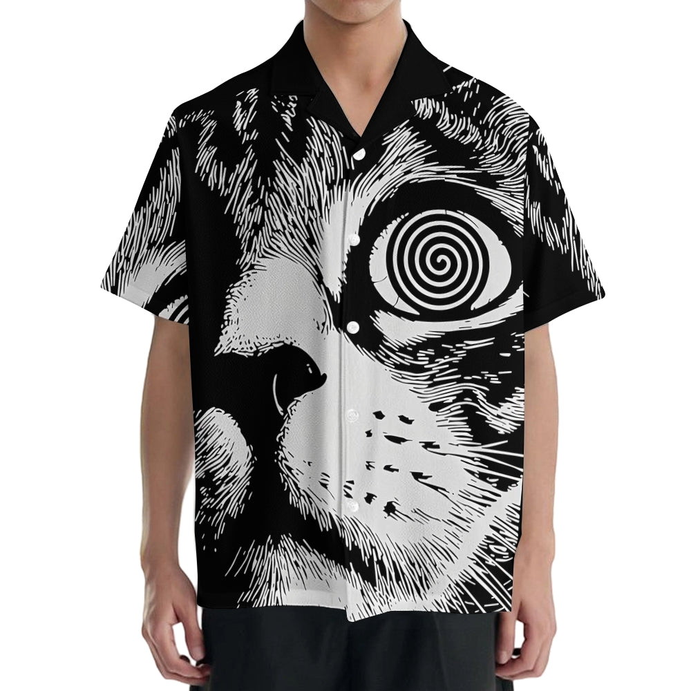 Psychedelic Cat Japanese Style Camp Shirt