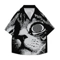 Psychedelic Cat Japanese Style Camp Shirt