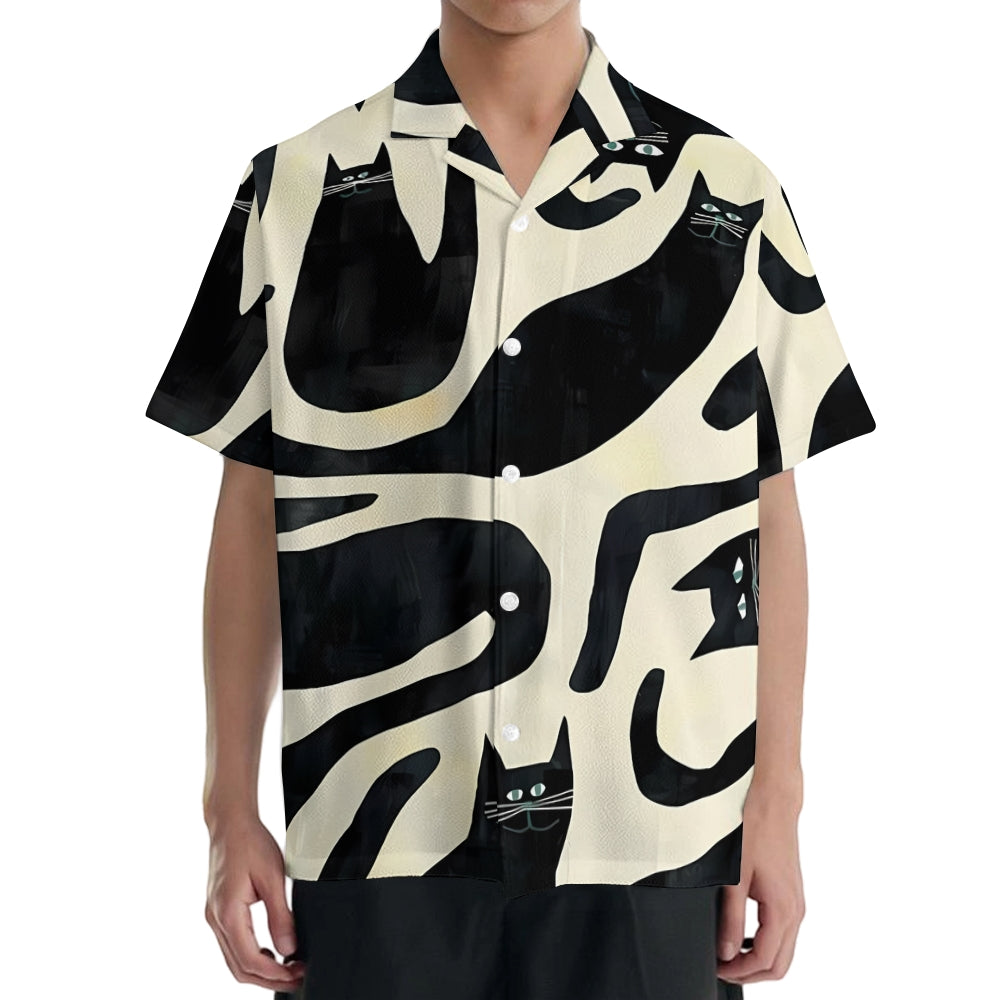 Black Cat Japanese Style Camp Shirt