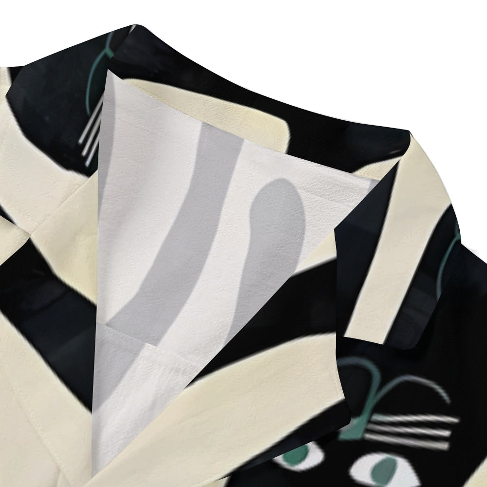 Black Cat Japanese Style Camp Shirt
