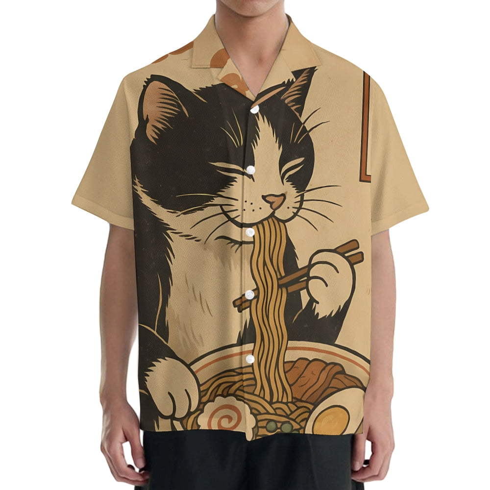 Ramen Cat Japanese Style Camp Shirt