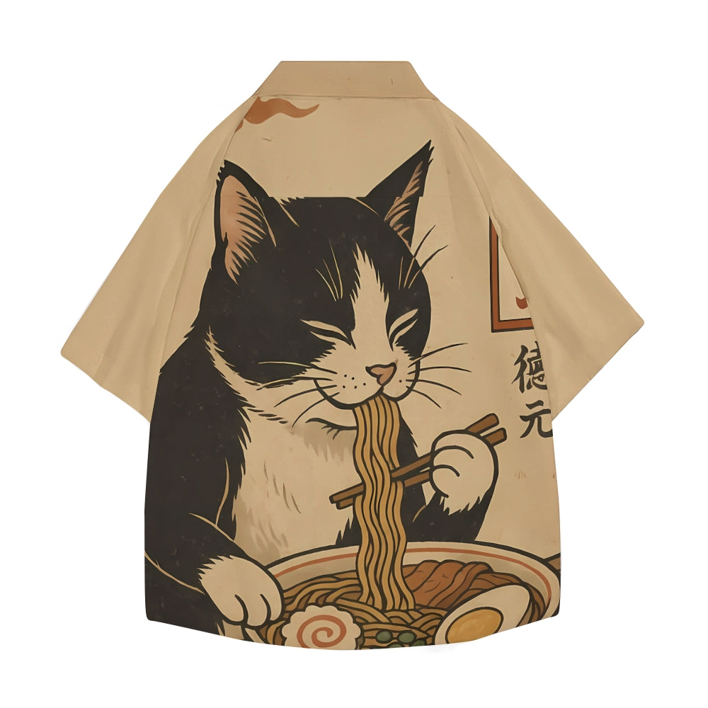 Ramen Cat Japanese Style Camp Shirt