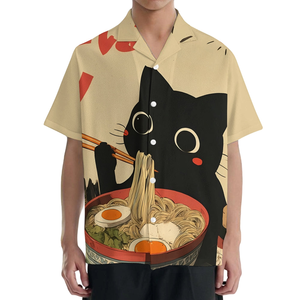 Ramen Cat Japanese Style Camp Shirt