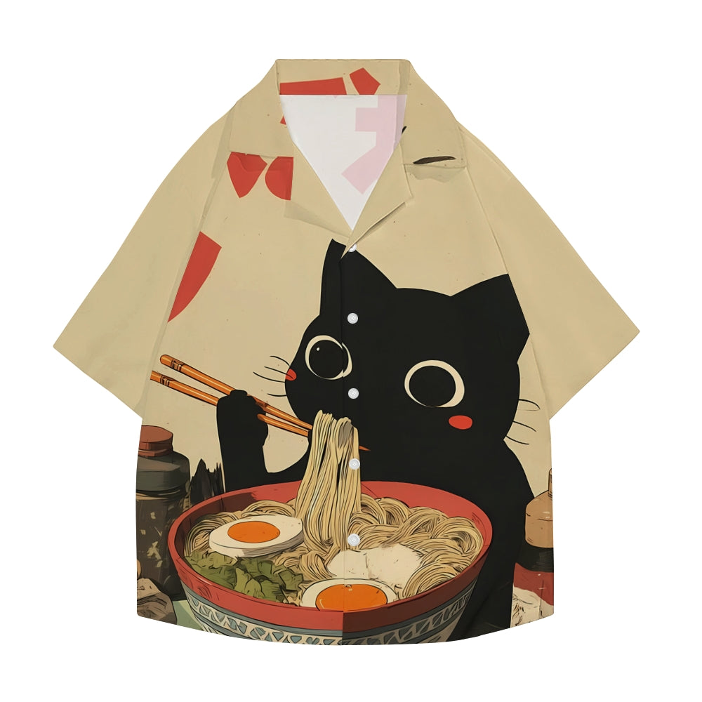 Ramen Cat Japanese Style Camp Shirt