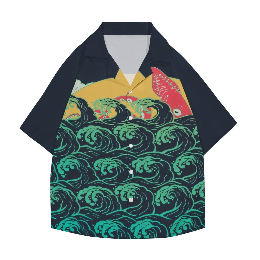 Squid Waves Japanese Style Camp Shirt