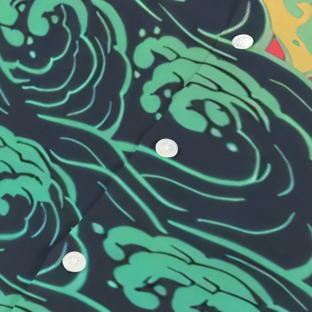 Squid Waves Japanese Style Camp Shirt