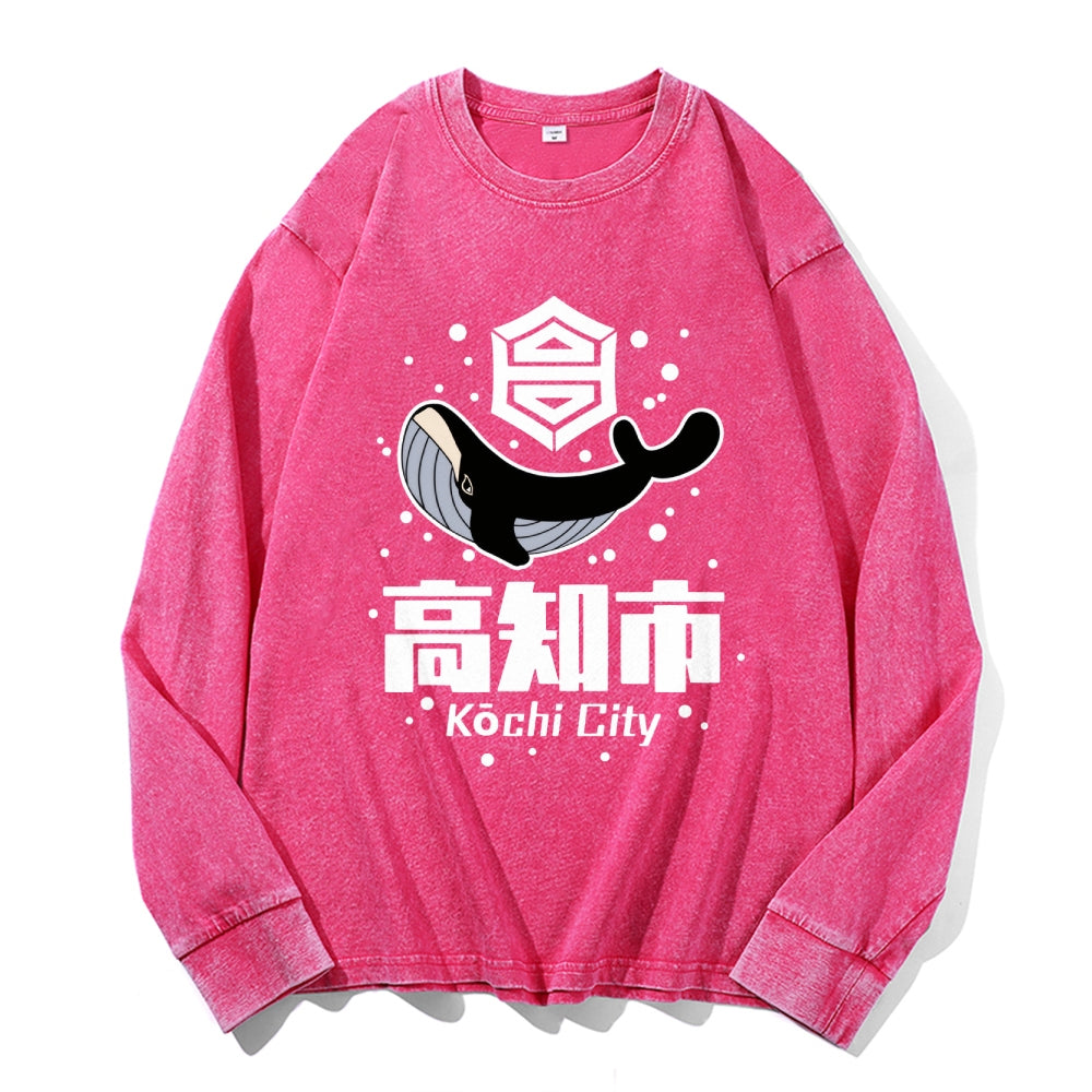 Kochi Vintage Cotton Wash Crewneck Long-Sleeve T-Shirt