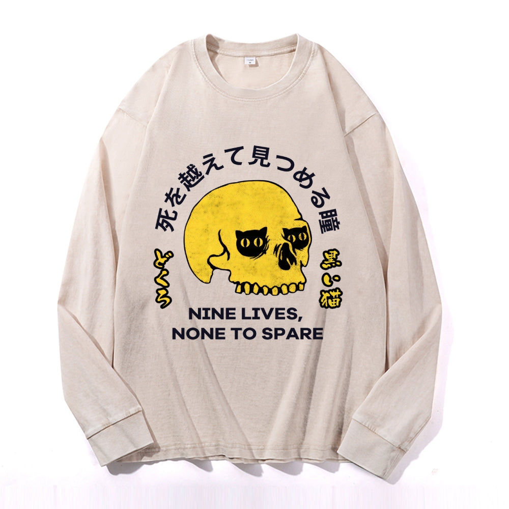 Skull Vintage Cotton Wash Crewneck Long-Sleeve T-Shirt